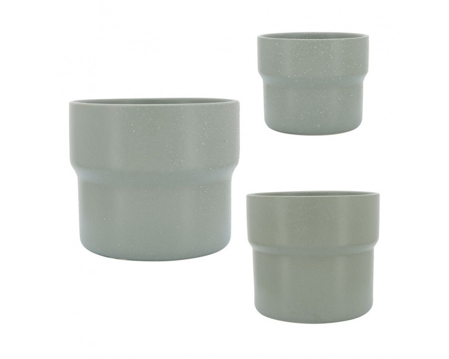 Sagebrook 7"/9"/10" Ceramic Mushroom Planters (Set Of 3) - Green