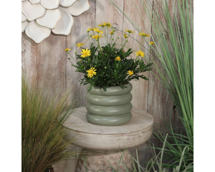 Sagebrook 8" Ceramic Bibendum Planter - Green