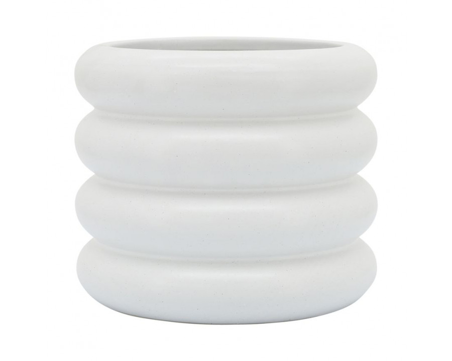 Sagebrook 8" Ceramic Bibendum Planter - White