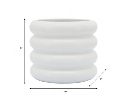 Sagebrook 8" Ceramic Bibendum Planter - White