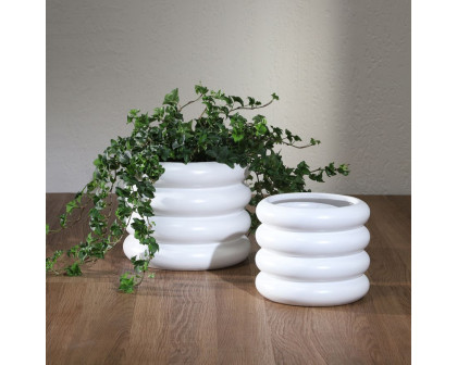 Sagebrook 8" Ceramic Bibendum Planter - White