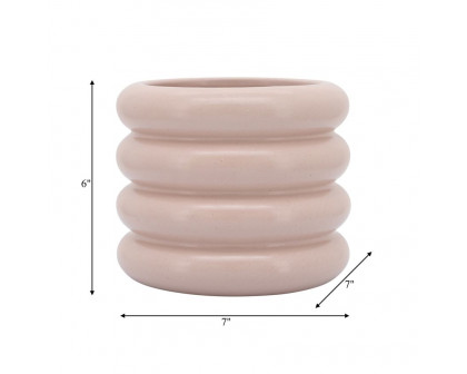 Sagebrook 8" Ceramic Bibendum Planter - Dusty Rose