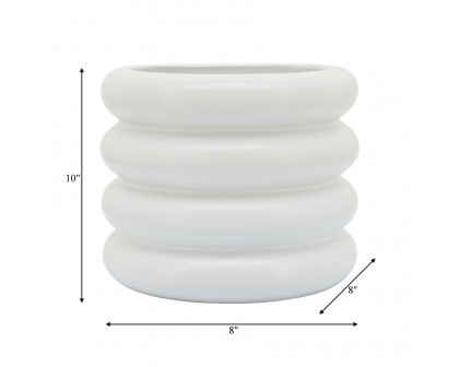 Sagebrook 10" Ceramic Bibendum Planter - White