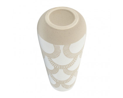 Sagebrook 15" Ceramic Aztec Vase - White