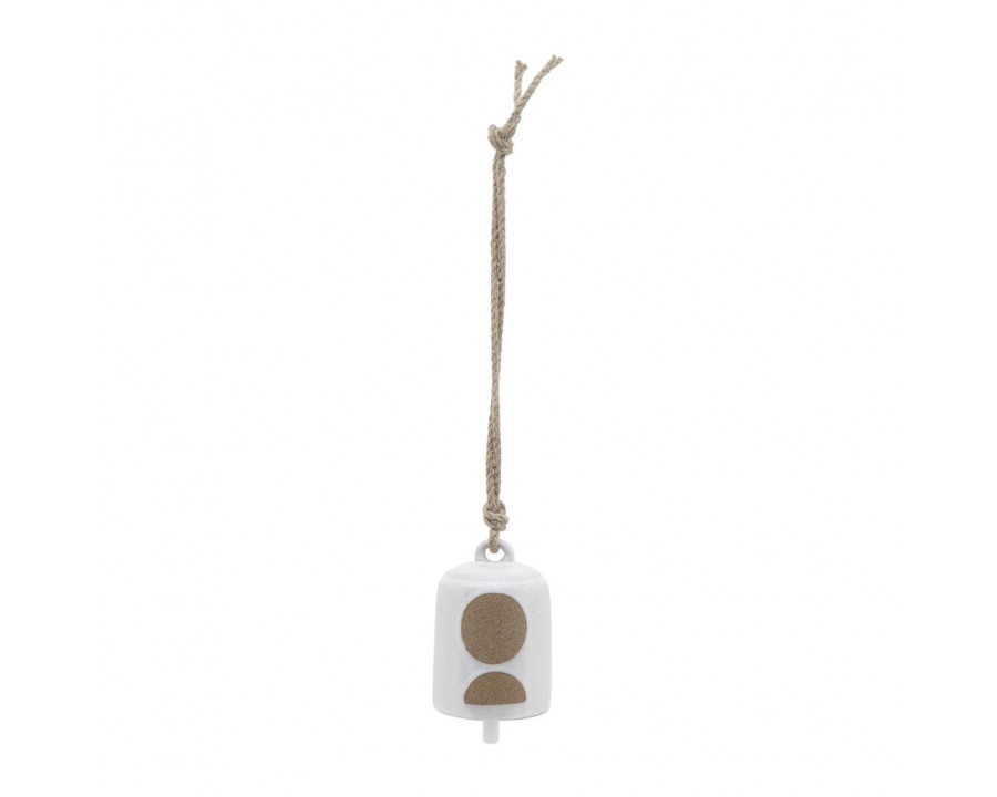 Sagebrook 4" Ceramic Hanging Bell Circles - White/Beige