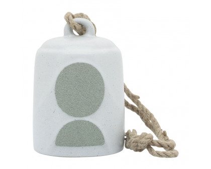 Sagebrook 4" Ceramic Hanging Bell Circles - White/Green