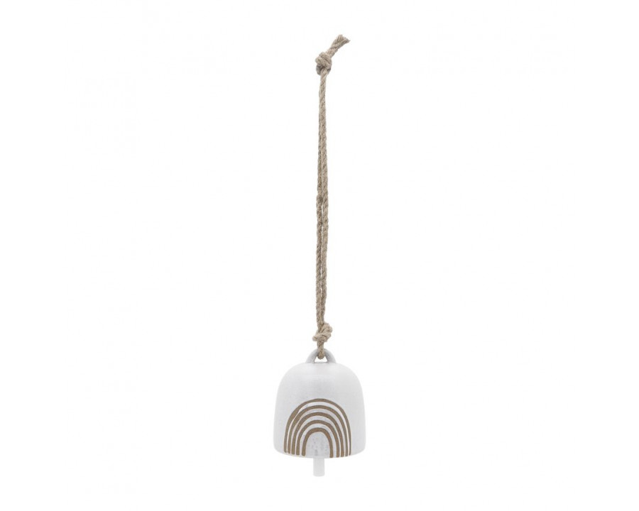 Sagebrook 4" Ceramic Hanging Bell Rainbow - White/Beige