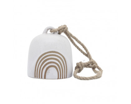 Sagebrook 4" Ceramic Hanging Bell Rainbow - White/Beige