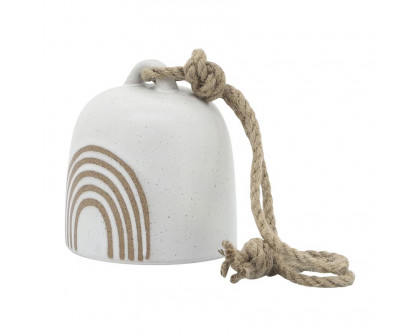 Sagebrook 4" Ceramic Hanging Bell Rainbow - White/Beige