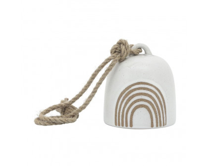 Sagebrook 4" Ceramic Hanging Bell Rainbow - White/Beige