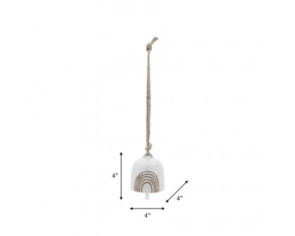 Sagebrook 4" Ceramic Hanging Bell Rainbow - White/Beige