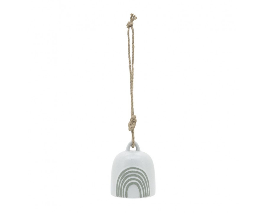 Sagebrook 4" Ceramic Hanging Bell Rainbow - White/Green