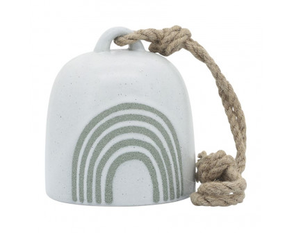 Sagebrook 4" Ceramic Hanging Bell Rainbow - White/Green