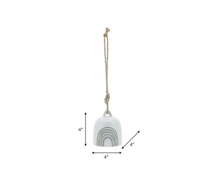 Sagebrook 4" Ceramic Hanging Bell Rainbow - White/Green