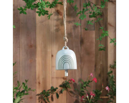 Sagebrook 4" Ceramic Hanging Bell Rainbow - White/Green