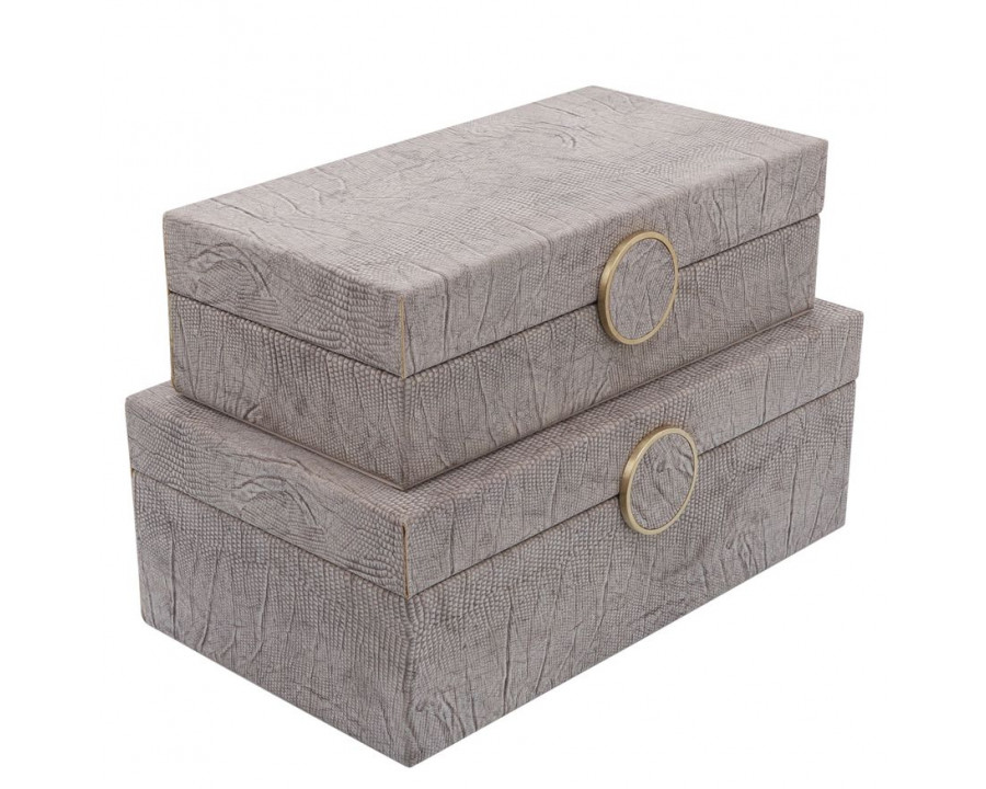 Sagebrook - 10"/12" Wood Box With Medallion (Set Of 2) in Beige