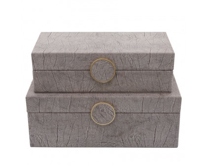 Sagebrook - 10"/12" Wood Box With Medallion (Set Of 2) in Beige