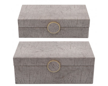 Sagebrook - 10"/12" Wood Box With Medallion (Set Of 2) in Beige