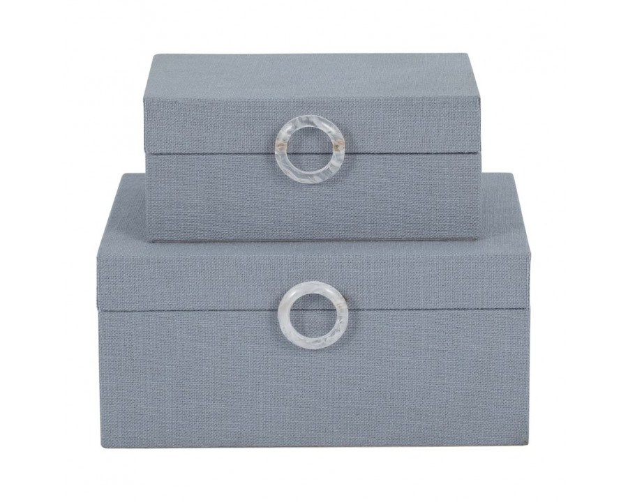 Sagebrook 7"/9" Box With Ring Detail (Set Of 2) - Denim Blue