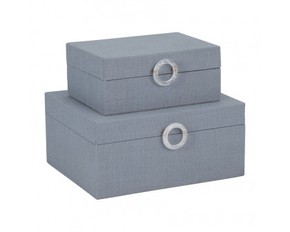 Sagebrook 7"/9" Box With Ring Detail (Set Of 2) - Denim Blue