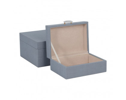 Sagebrook 7"/9" Box With Ring Detail (Set Of 2) - Denim Blue