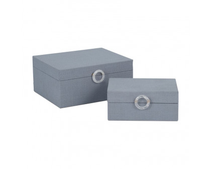 Sagebrook 7"/9" Box With Ring Detail (Set Of 2) - Denim Blue