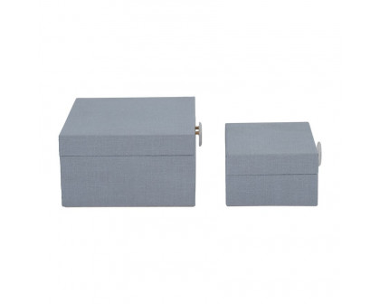 Sagebrook 7"/9" Box With Ring Detail (Set Of 2) - Denim Blue