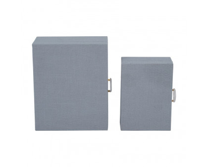 Sagebrook 7"/9" Box With Ring Detail (Set Of 2) - Denim Blue