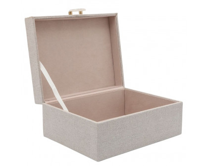 Sagebrook 7"/9" Wood Box With Ring Detail (Set Of 2) - Beige