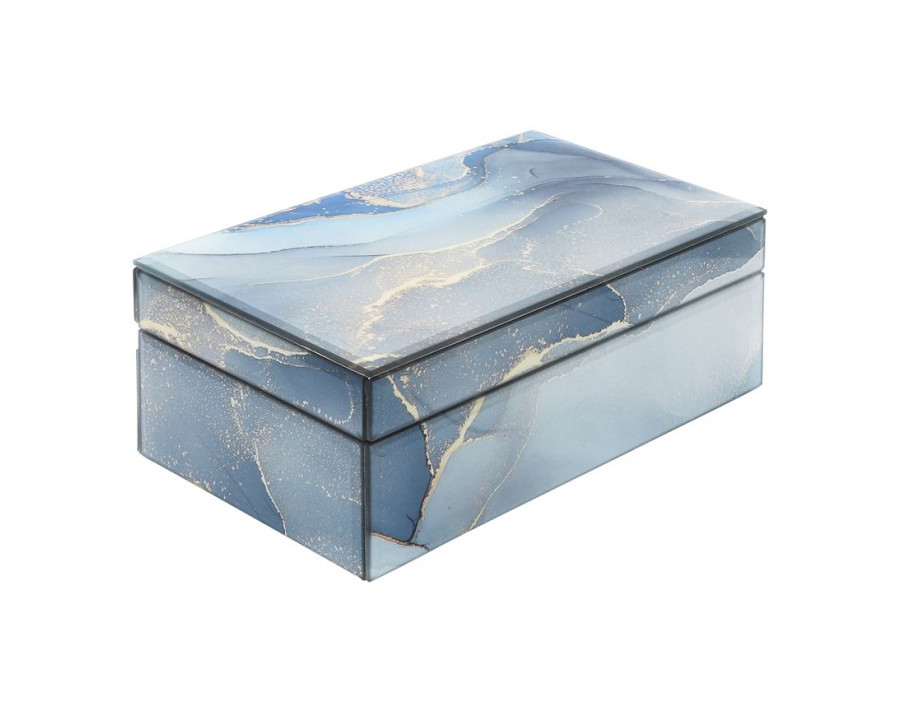 Sagebrook 8"x5" Wood Abstract Box - Blue