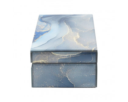 Sagebrook 8"x5" Wood Abstract Box - Blue