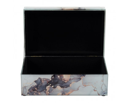 Sagebrook 8"x5" Wood Abstract Box - Black/Gold