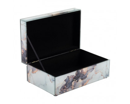 Sagebrook 8"x5" Wood Abstract Box - Black/Gold