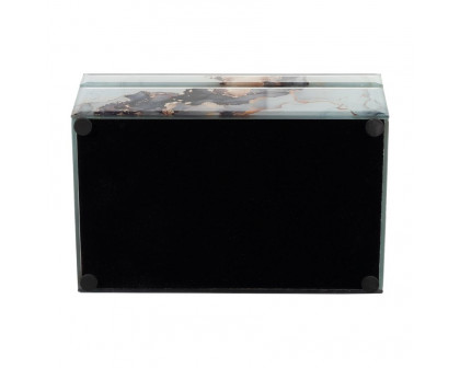 Sagebrook 8"x5" Wood Abstract Box - Black/Gold