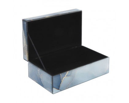 Sagebrook 8"x5" Wood Abstract Box - Blue