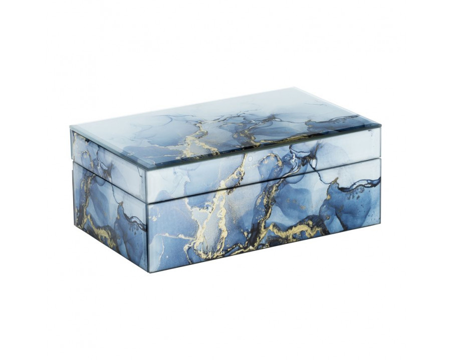 Sagebrook 8"x5" Wood Abstract Box - Blue/Gold