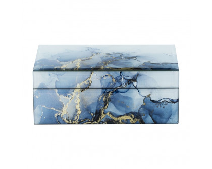 Sagebrook 8"x5" Wood Abstract Box - Blue/Gold