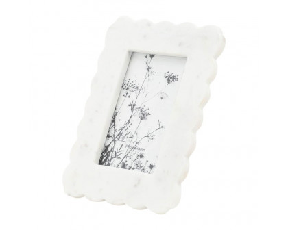 Sagebrook - 4"x6" Marble Ribbon Crimp Photo Frame in White