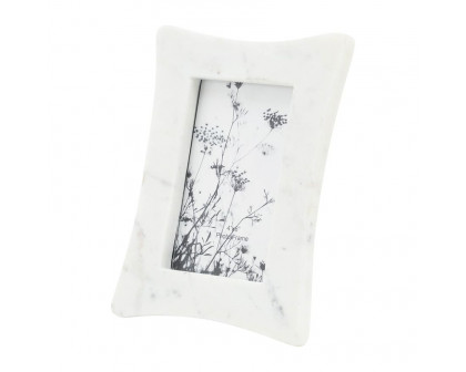 Sagebrook 4"x6" Marble Curved Photo Frame - White