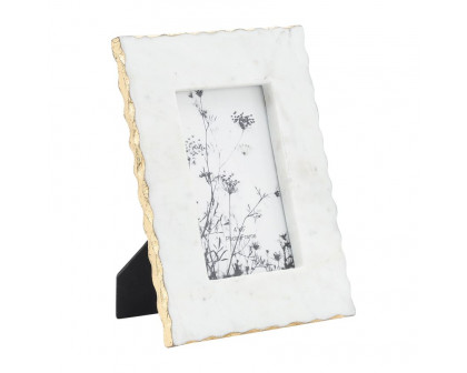 Sagebrook 4"x6" Marble Jagged Photo Frame With Gold Trim