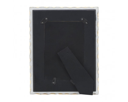 Sagebrook 4"x6" Marble Jagged Photo Frame With Gold Trim - White