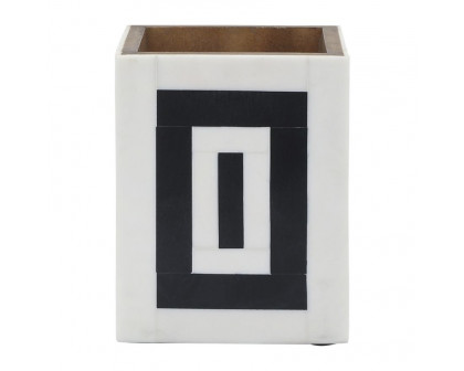 Sagebrook - 3"x4" Resin Outlined Pencil Cup in Black/White