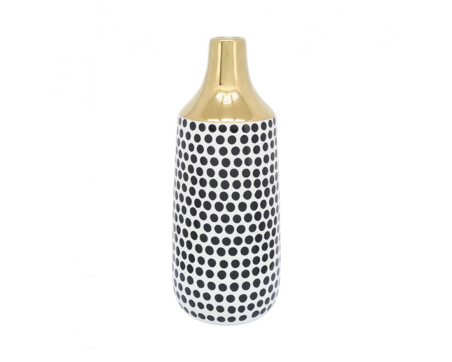 Sagebrook 16" Ceramic Polka Dots Vase - Gold/White