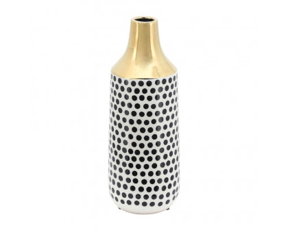 Sagebrook 16" Ceramic Polka Dots Vase - Gold/White