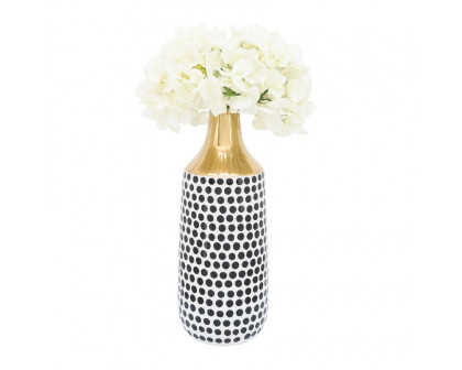 Sagebrook 16" Ceramic Polka Dots Vase - Gold/White