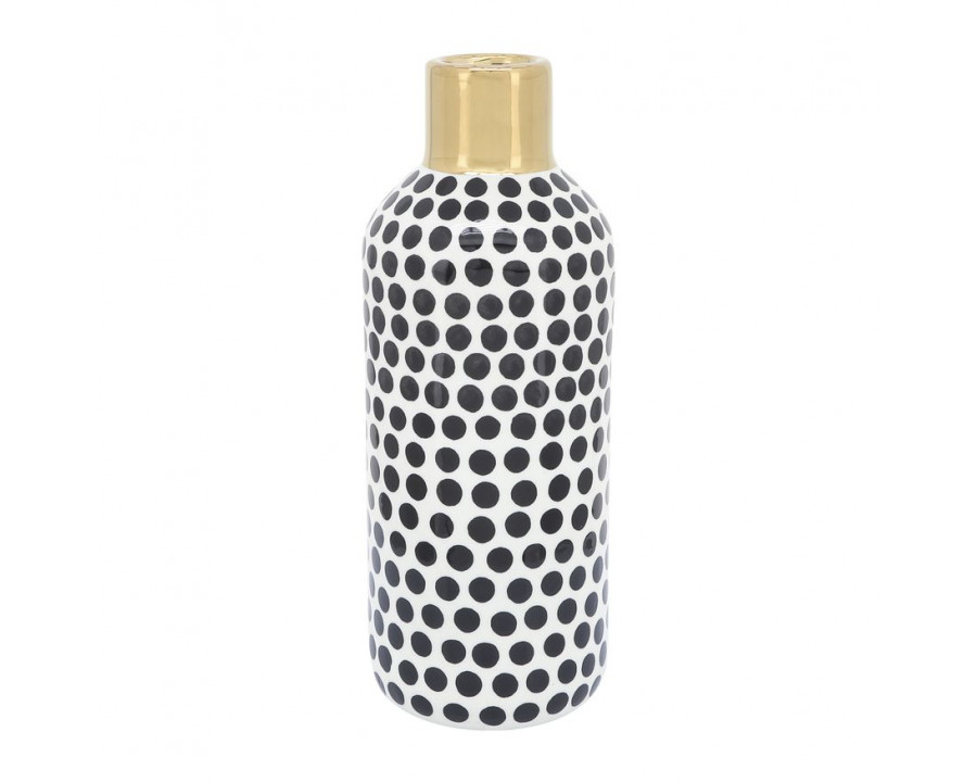 Sagebrook 12" Ceramic Polka Dots Vase - Gold/White