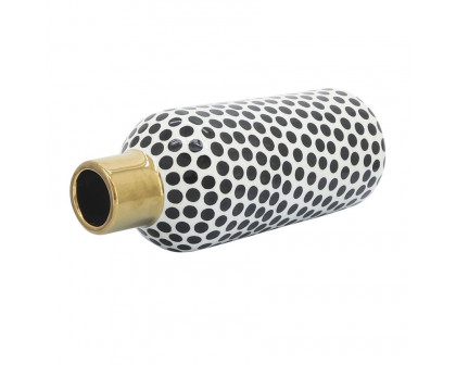 Sagebrook 12" Ceramic Polka Dots Vase - Gold/White