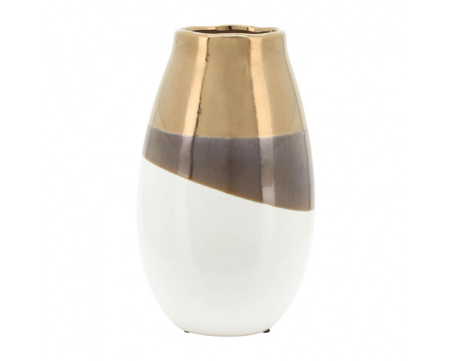 Sagebrook - 10" Ceramic 2-Tone Vase in Gold/White