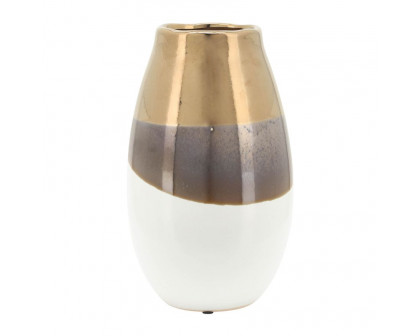 Sagebrook - 10" Ceramic 2-Tone Vase in Gold/White