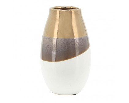 Sagebrook - 10" Ceramic 2-Tone Vase in Gold/White